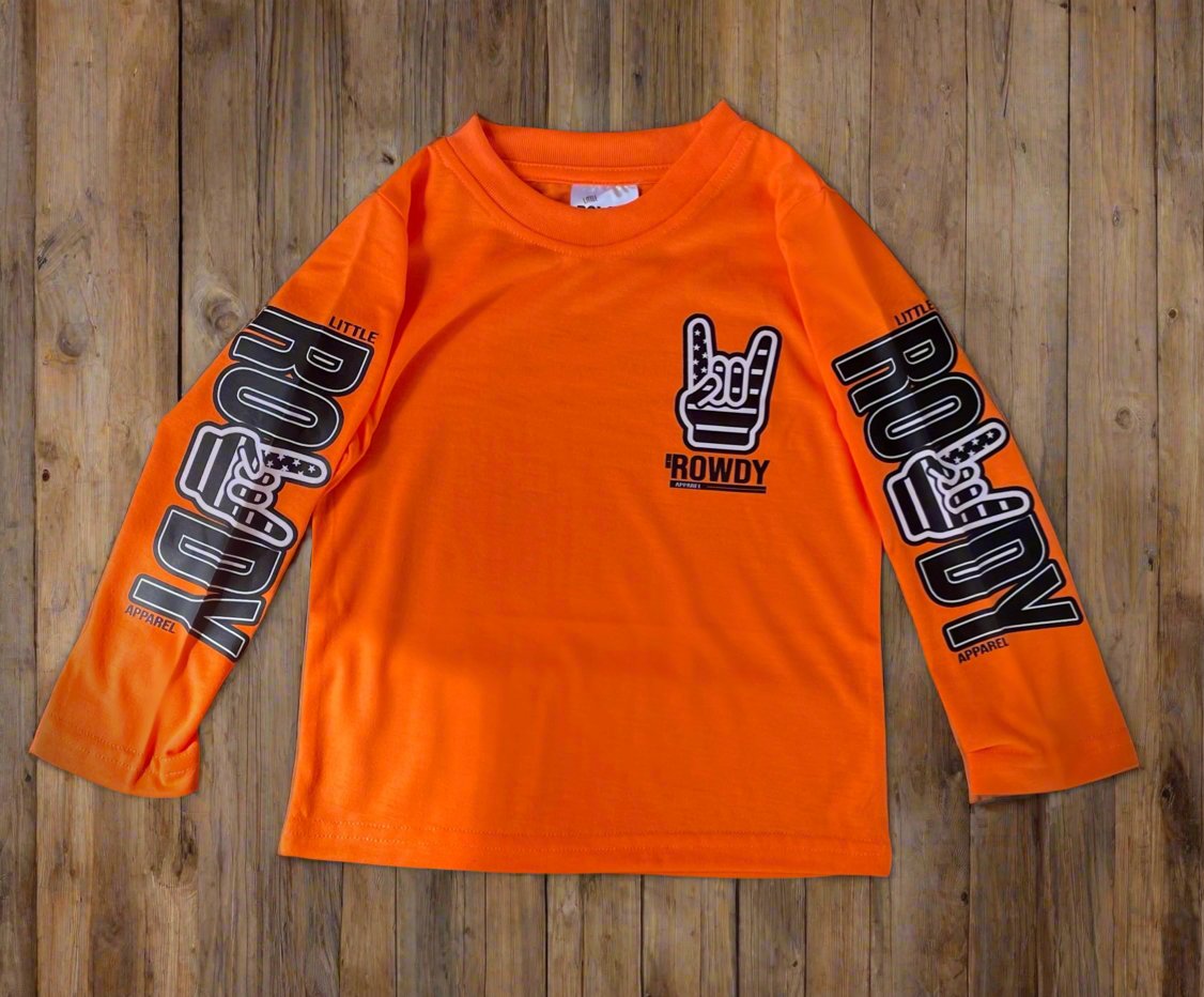 Hunter Orange Long Sleeve ROWDY Shirt