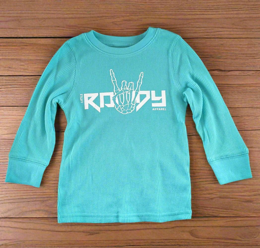 Teal ROWDY Thermal Long Sleeve Shirt