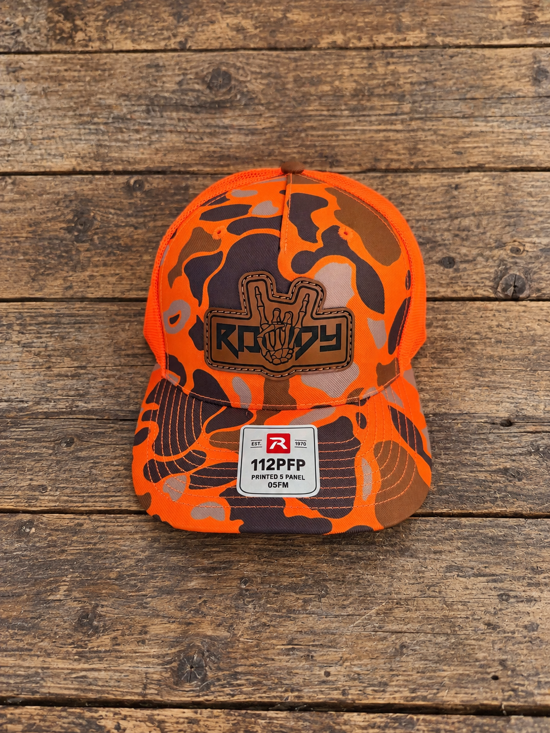 ROWDY Adult Hunter Orange Camo Snapback