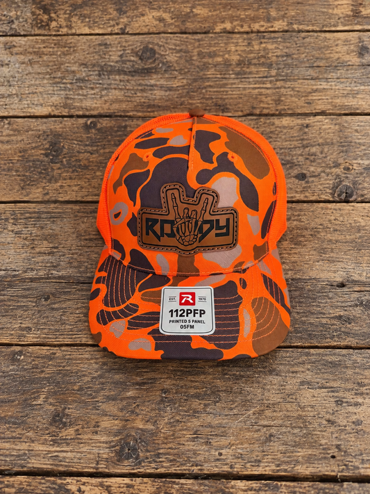 ROWDY Adult Hunter Orange Camo Snapback